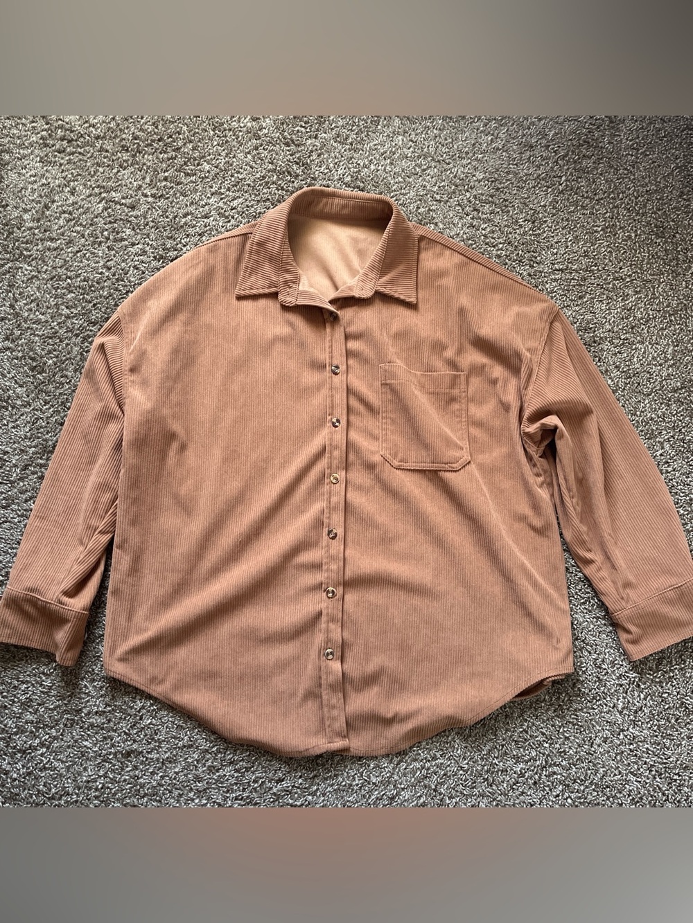 Men's Long-Sleeve Corduroy Button-Up Jacket